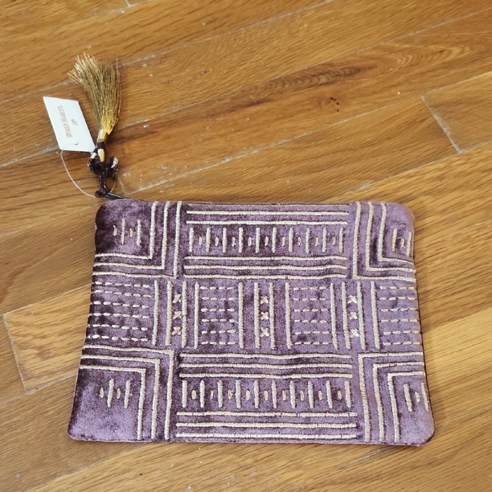 World Market Purple with Gold Embroidery Design Clutch Bag